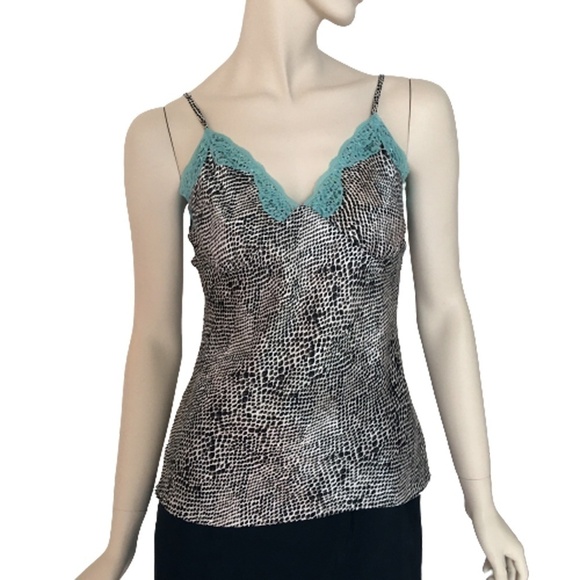 NICOLE Miller Satin Cami Camisole Sequins Lace Lacy Ruched Cups - Picture 7 of 14